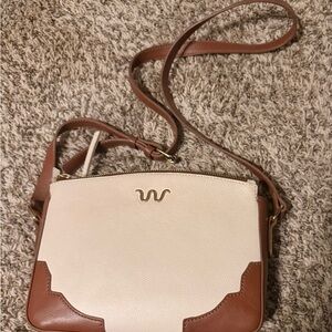 Chic Cream and Brown Crossbody Bag